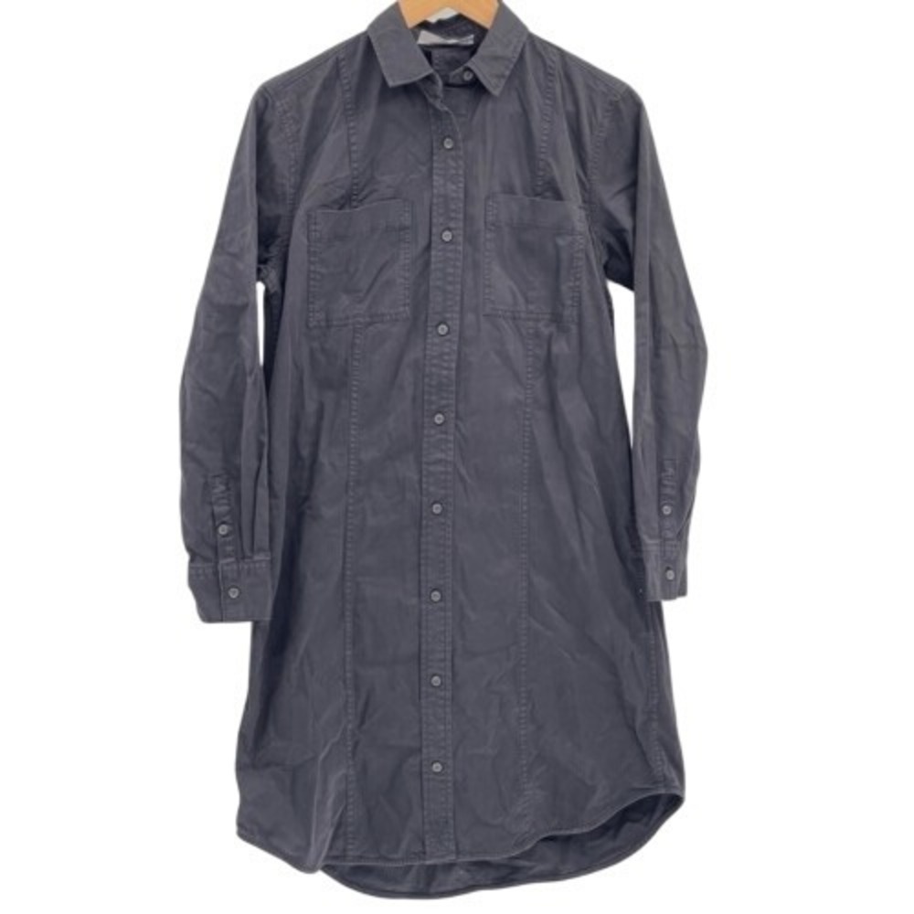 Everlane Dress‎ Utility Shirt Dress Women Size 4 Black Long Sleeve Button Down